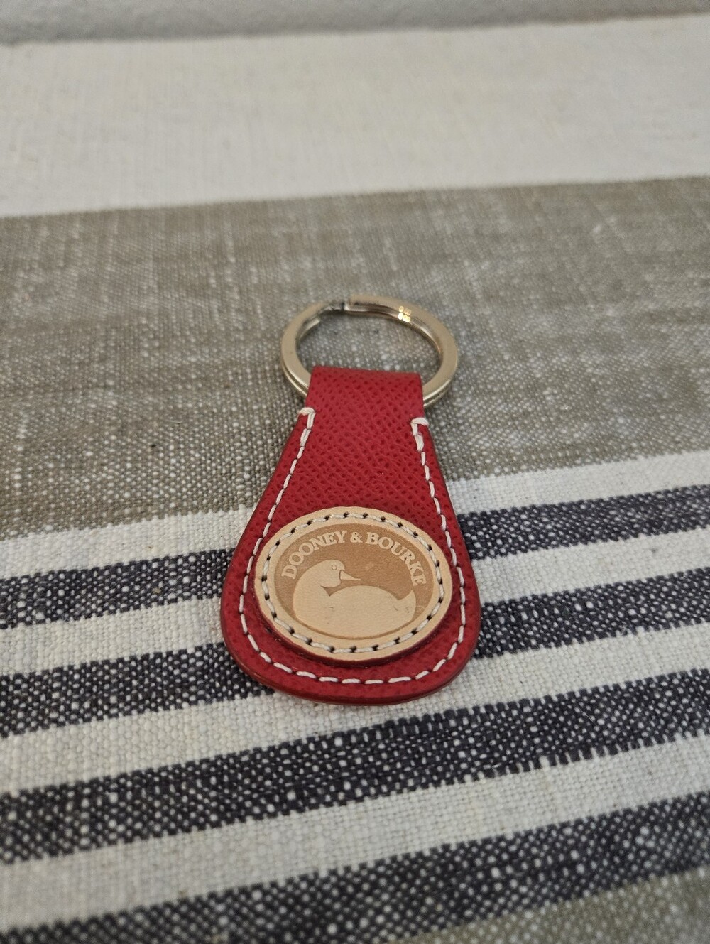 Dooney & Bourke Red Leather Teardrop Key Fob Keychain